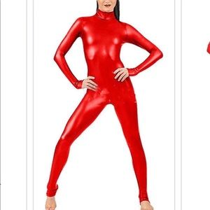 Red metallic cat suit. Britney Spears. Oops I did it again video. Halloween